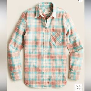 J.Crew Classic Fit Flannel Size 4 Blue/Teal